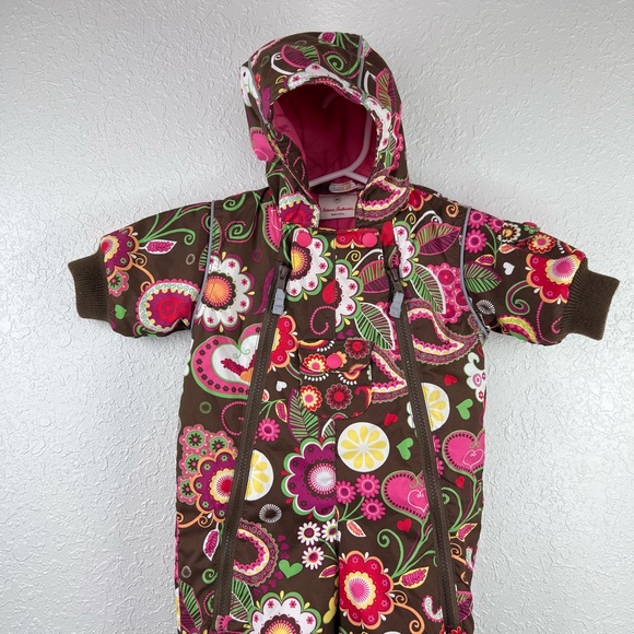 Hanna Andersson Insulated Full Zip‎ Snowsuit, Floral, 3-6 months Warm Bright Fun - Picture 7 of 7